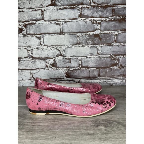 Osvaldo Pericoli Pink Leather Spots VTG Designer Ballet Flats Women 7M US/37.5EU - Picture 8 of 16